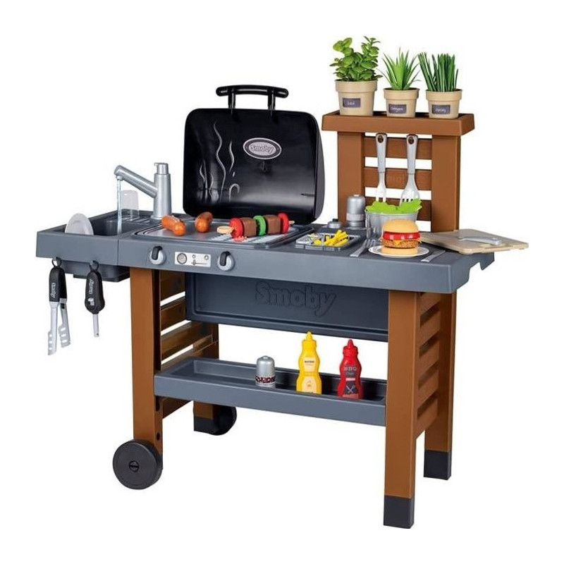 Smoby - Garden Kitchen - Evolutive Outdoor Kitchen - Grill With Retrac