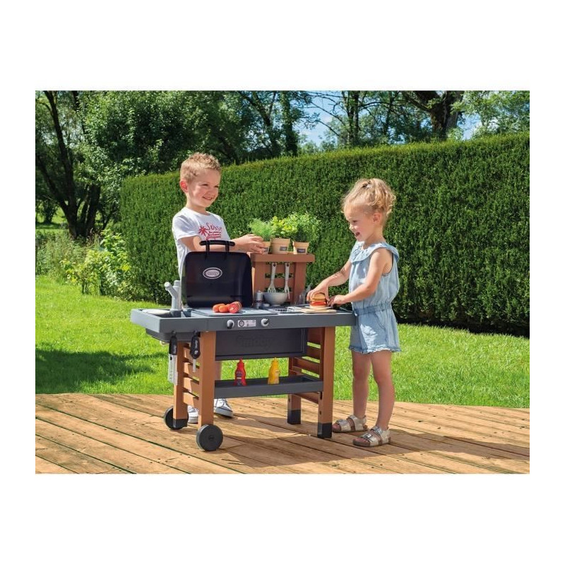 Smoby - Garden Kitchen - Evolutive Outdoor Kitchen - Grill With Retrac
