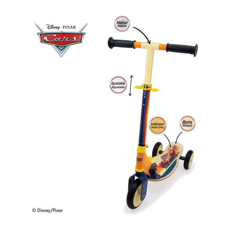 Cars 3-wheel foldable wooden scooter