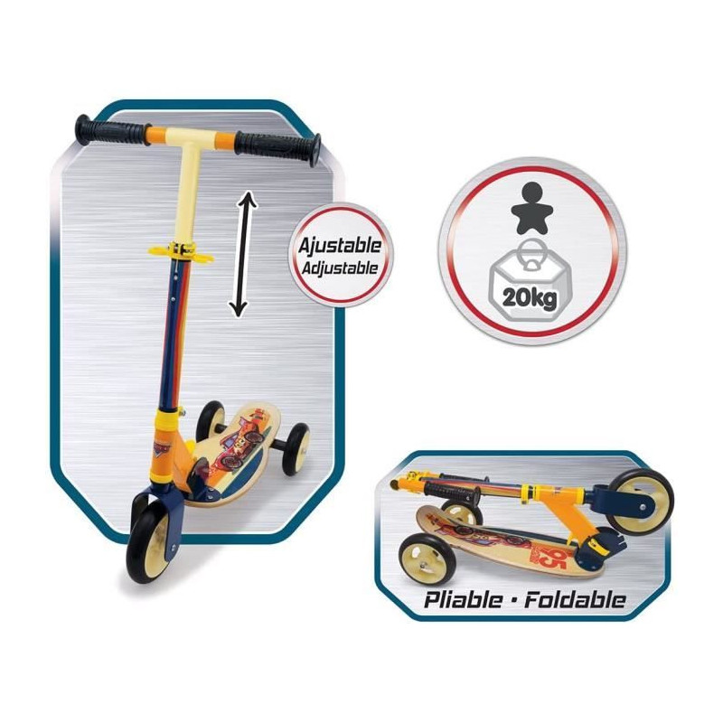 Cars 3-wheel foldable wooden scooter