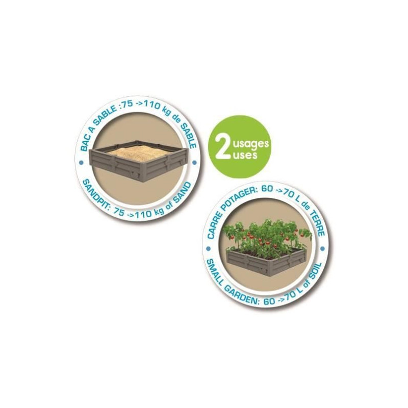 Smoby Bac Square Garden 2 in 1: Sand and square vegetable patch - 76x7
