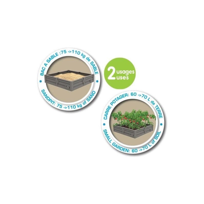 Smoby Bac Square Garden 2 in 1: Sand and square vegetable patch - 76x7