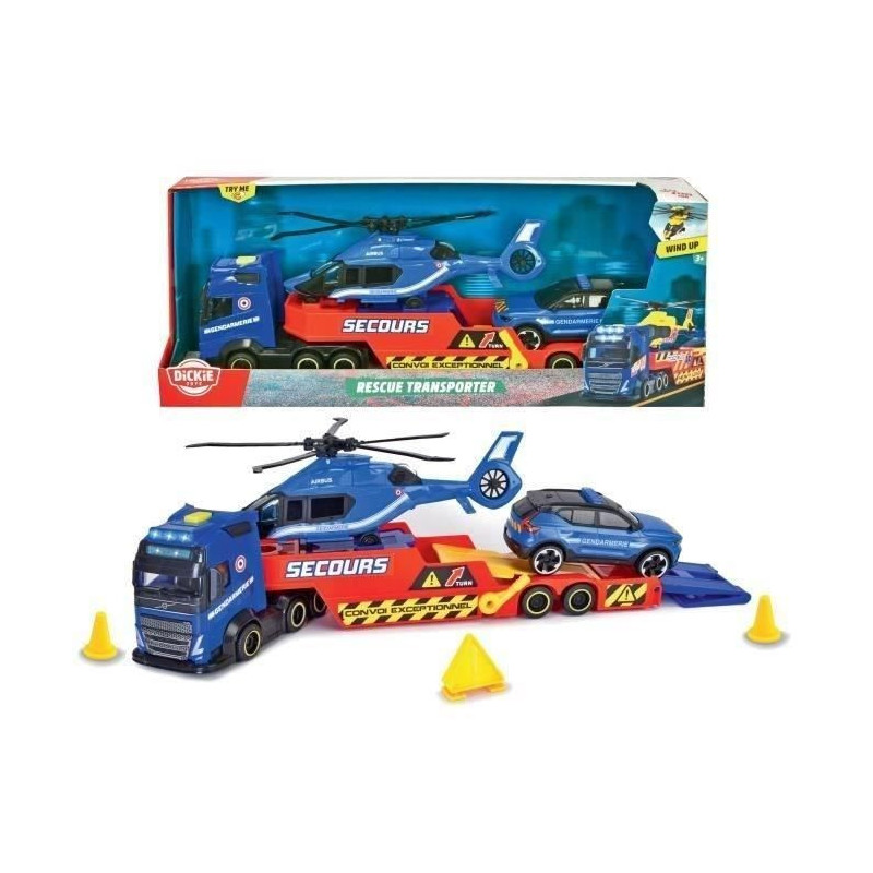 Dickie - 40cm Carrier Truck + Helicopter + Gendarmerie Vehicle - From
