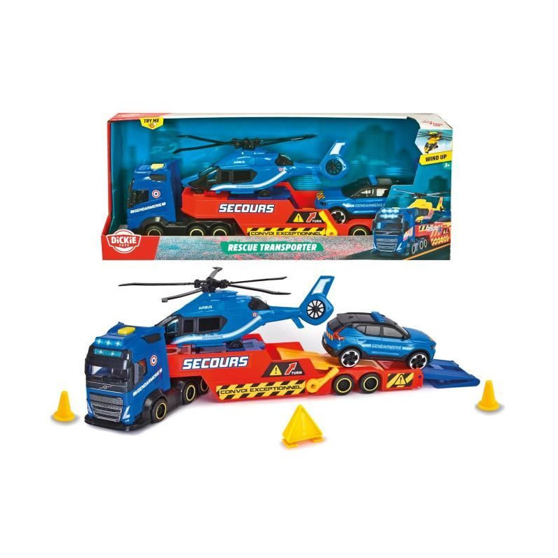 Dickie - 40cm Carrier Truck + Helicopter + Gendarmerie Vehicle - From