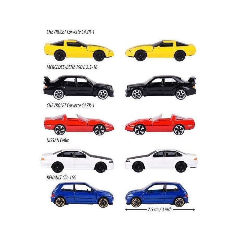 Set of 5 Majorette Youngster 1990s freewheel cars