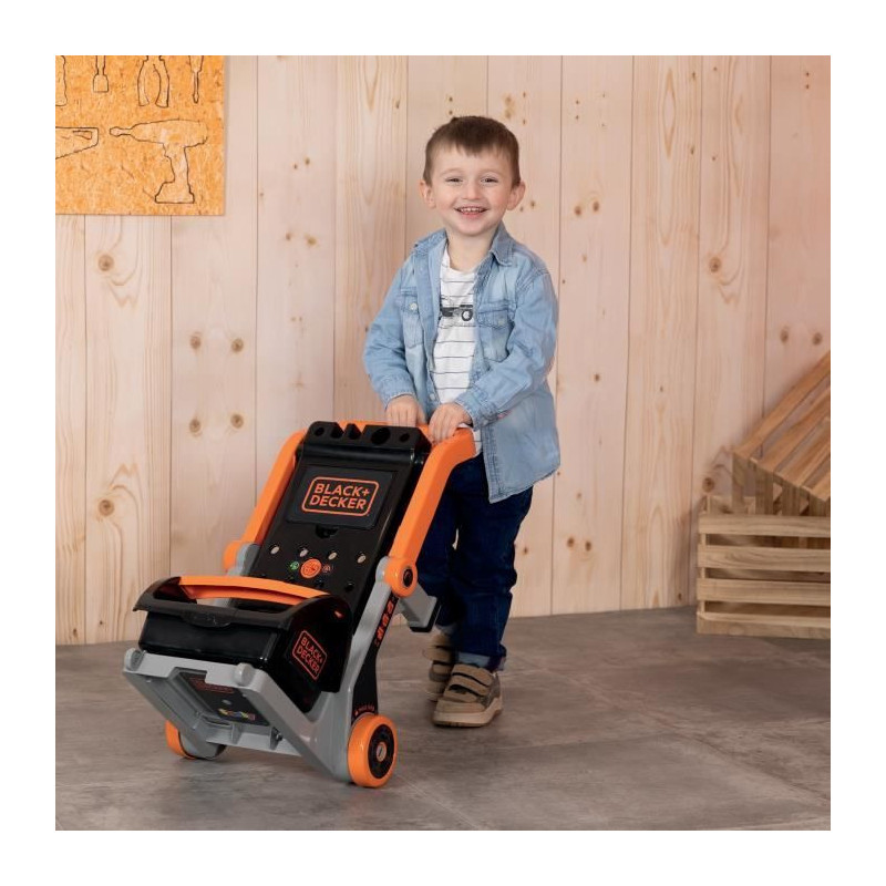 Smoby - Black+Decker - Hand truck + 3 in 1 box - 19 accessories - Made