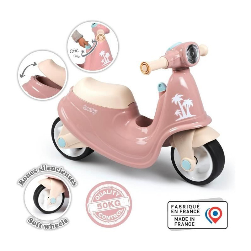 Smoby - Pink scooter carrier - Toy box - Silent wheels From 2 years ol