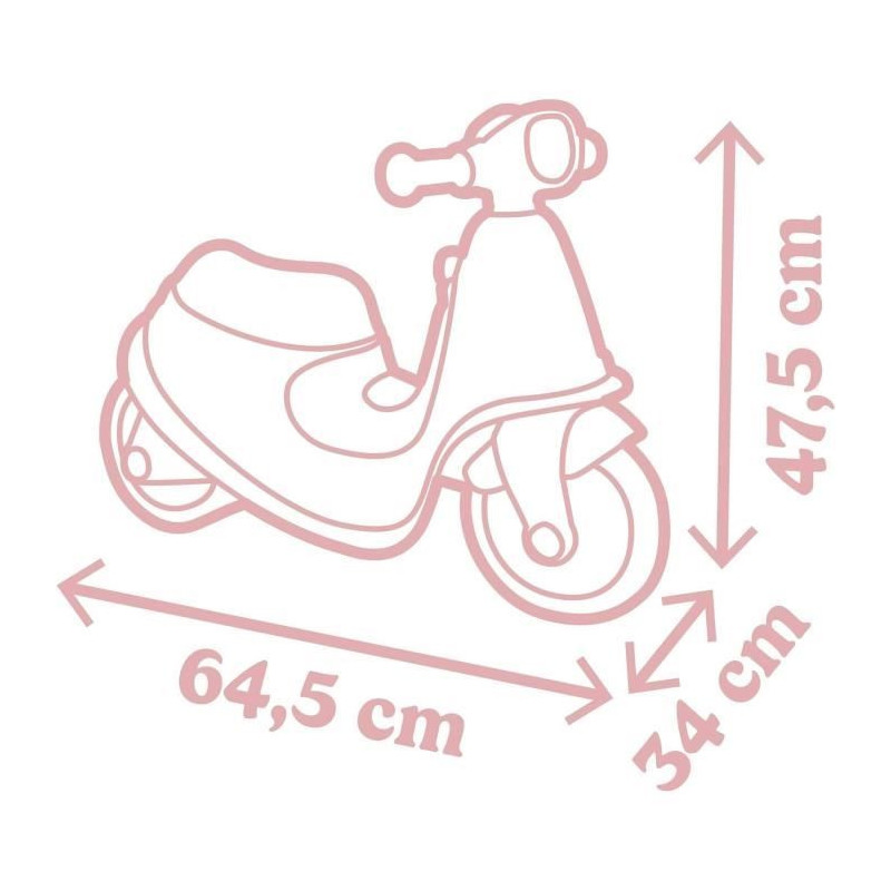 Smoby - Pink scooter carrier - Toy box - Silent wheels From 2 years ol