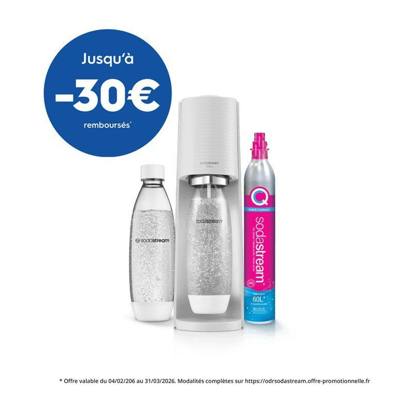 SODASTream TERRABILV - Machine Terra Blanche Pack 2 bottles LV + 1 CQC