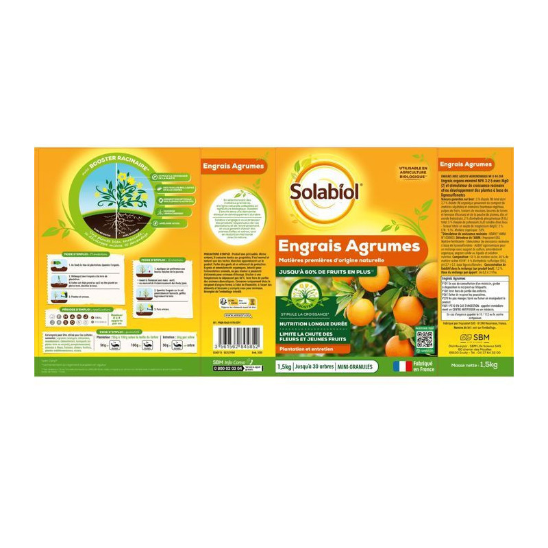 SOLABIOL SOAGY15 Citrus Fertilizer - 1.5 Kg