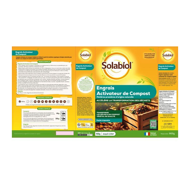 SOLABIOL SOACTI900 Activator of Compost - 900 G