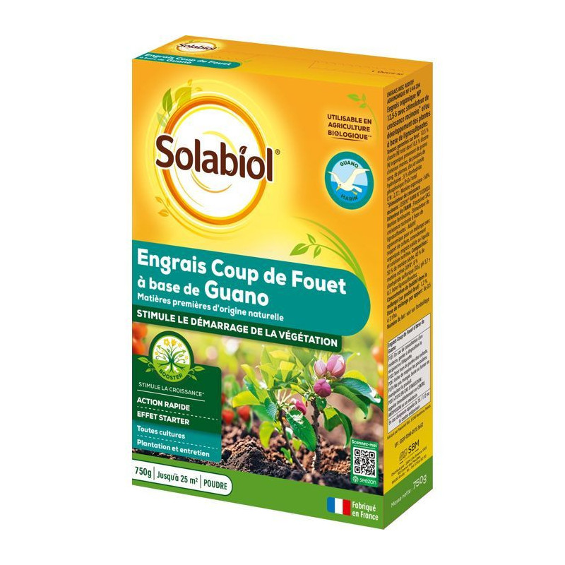 SOLABIOL SOGUA750N Boosting Fertilizer based on Guano Marin - 12 X 750