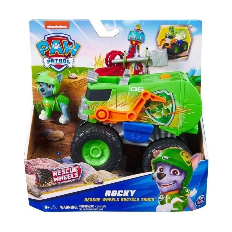 SPIN MASTER VEHICLE + RESCUE WHEELS ROCKY FIGURE Paw Patrol