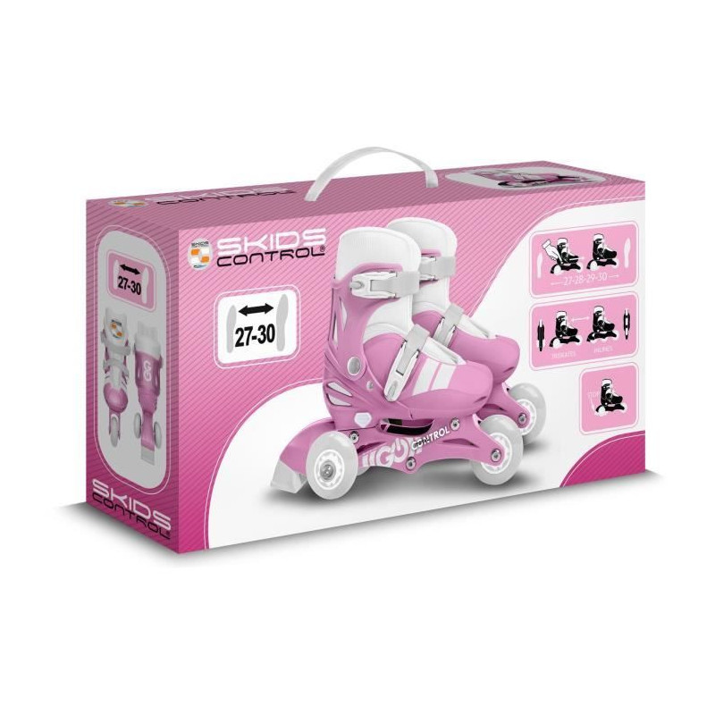 2-in-1 Inline Skates - STAMP - SKIDS CONTROL - 3 Wheels - Size 27-30 -
