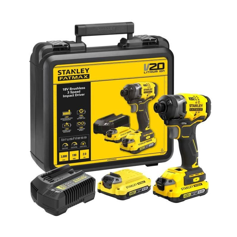 Impact screwdriver - STANLEY FATMAX V20 - SFMCF820D2K-QW - 190 Nm Brus