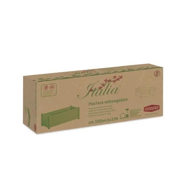 Stefanplast rectangular flower tray - Wooden finish - 100x43xh35cm - 8