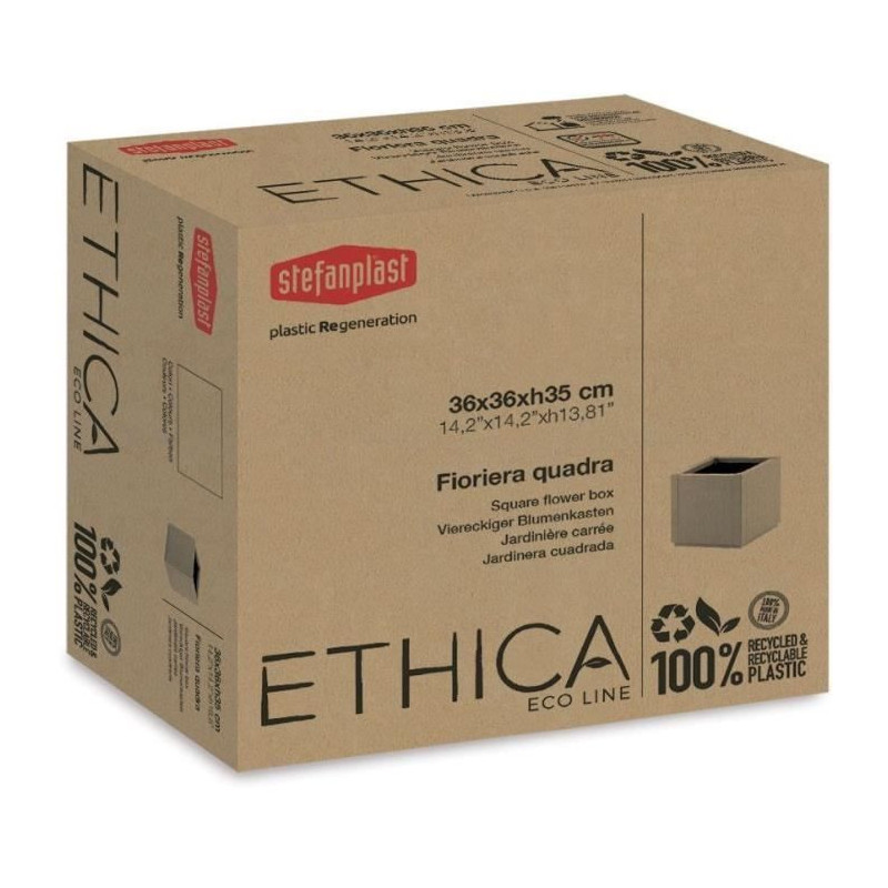 Flower box - ETHICA - Chalk - Square - 38 L - STEFANPLAST