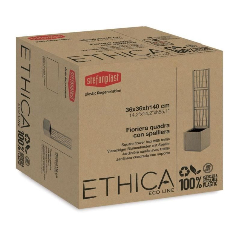 Flower box - ETHICA - Graphite - Square with trellis - 38 L - STEFANPL
