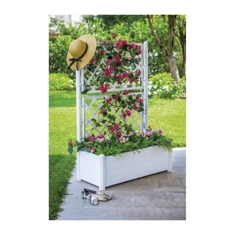 STEFANPLAST Rectangular flower box with lattice - Wood finish - 100 x