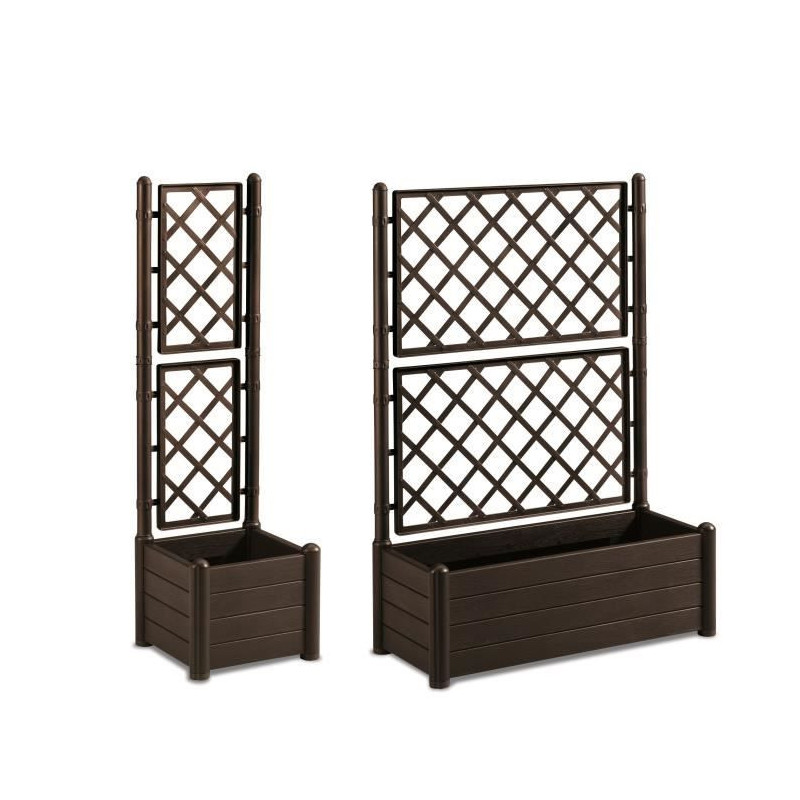 STEFANPLAST Rectangular flower box with lattice - Wood finish - 100 x