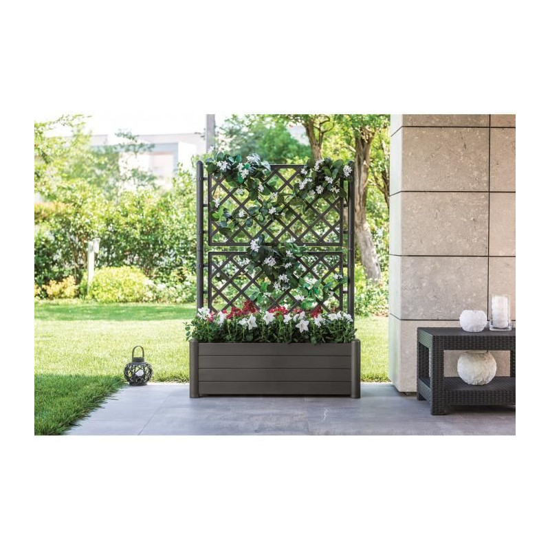 STEFANPLAST Rectangular flower box with lattice - Wood finish - 100 x