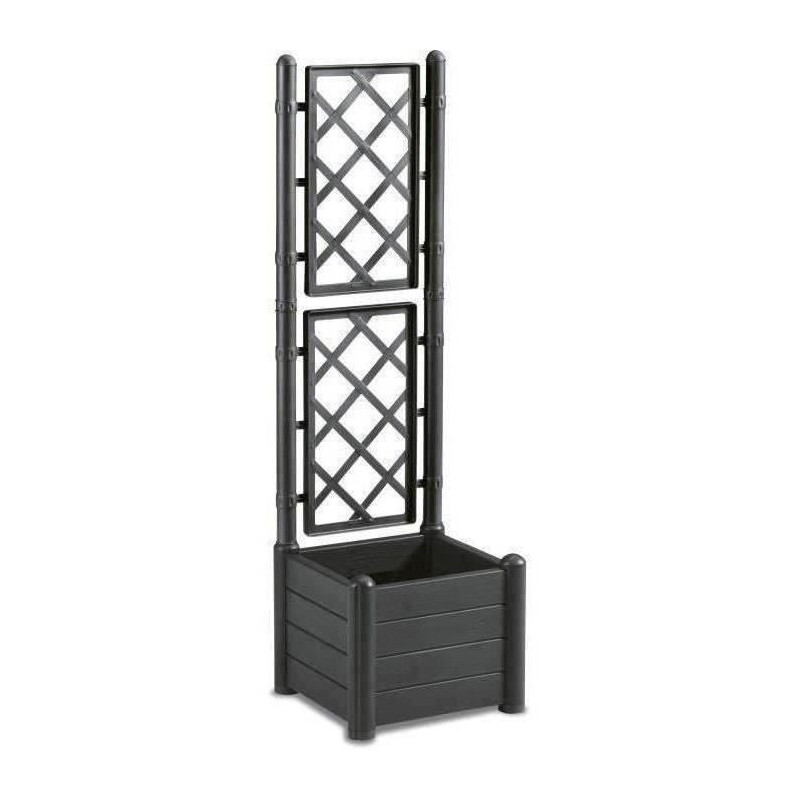 ITALIA square flower box with trellis - 30L - Plastic - Anthracite