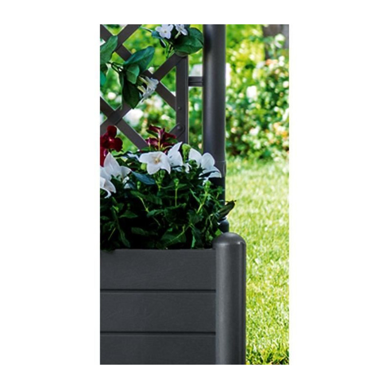 ITALIA square flower box with trellis - 30L - Plastic - Anthracite