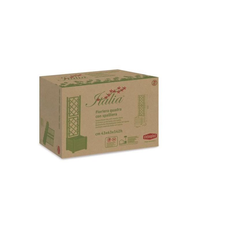 ITALIA square flower box with trellis - 30L - Plastic - Anthracite