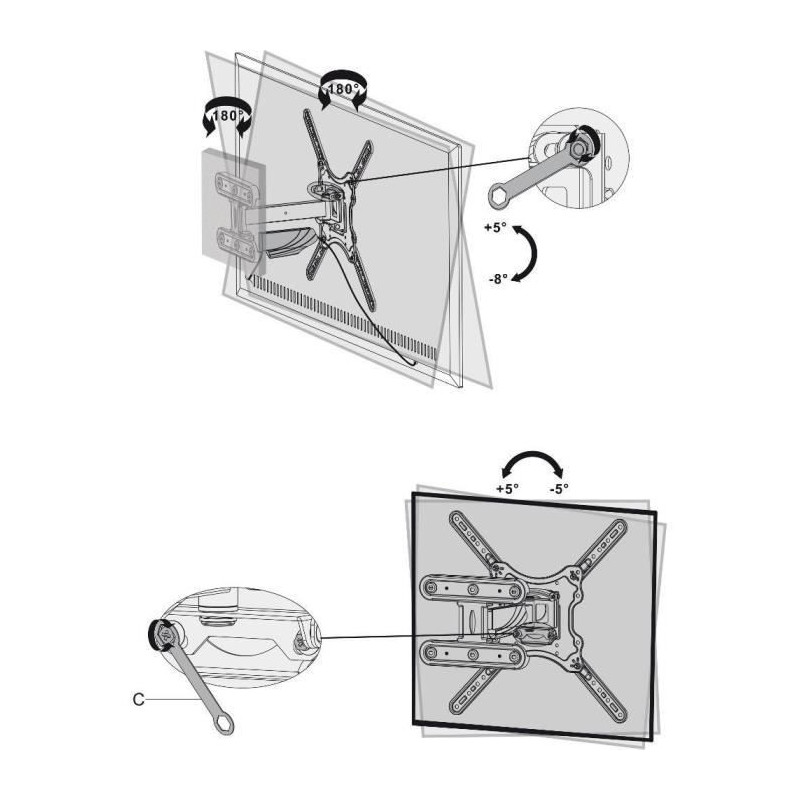 Extendable adjustment. Slim mount for TV - Stell - SHO 7600