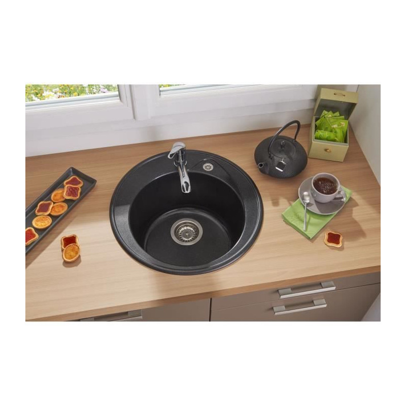 Stradour Sink To Built Ronda, in SMC Black Slope - 06, 1 Bac, Dim. Ø