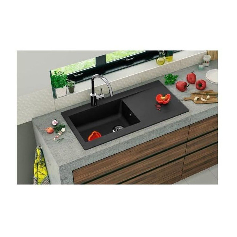 STRADOUR Built-in resin sink Lierra 1000x500mm 1 large bowl - Black -