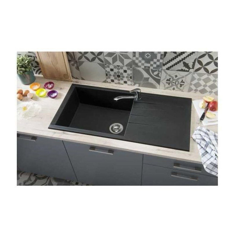 STRADOUR Sink built in CUBE, in SMC BLACK STRAW - 06, 1 tray, dim. 100