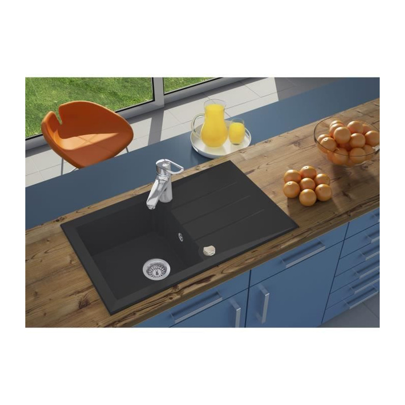 Sink - BMC resin - Black - Built-in - STRADOUR - Alineo 1C - 81 x 50 c