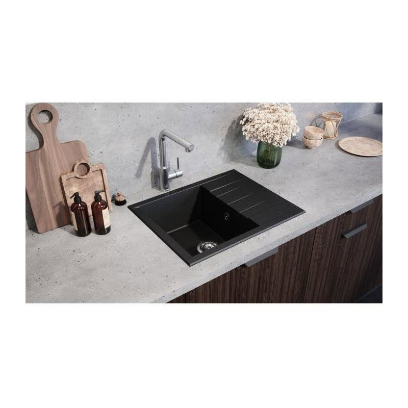 Sink - SMC resin - Glitter black - Built-in - STRADOUR - Cube 1C XS -