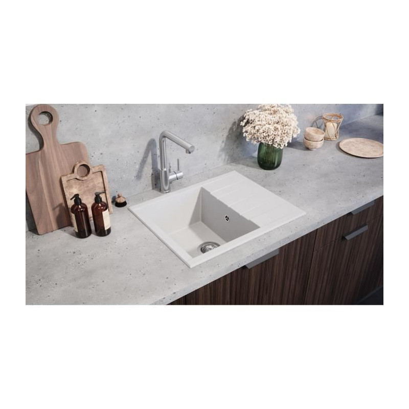 Sink - SMC resin - Plain white - Built-in - STRADOUR - Cube 1C XS - 62