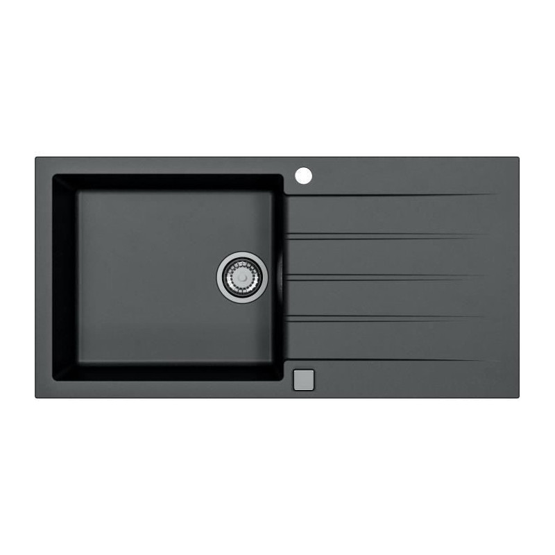 Built-in sink - Granite - Black - 1 large bowl - 100 x 50 cm - CADIT -