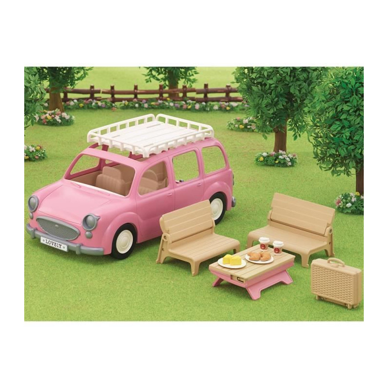 The pink minivan and picnic set