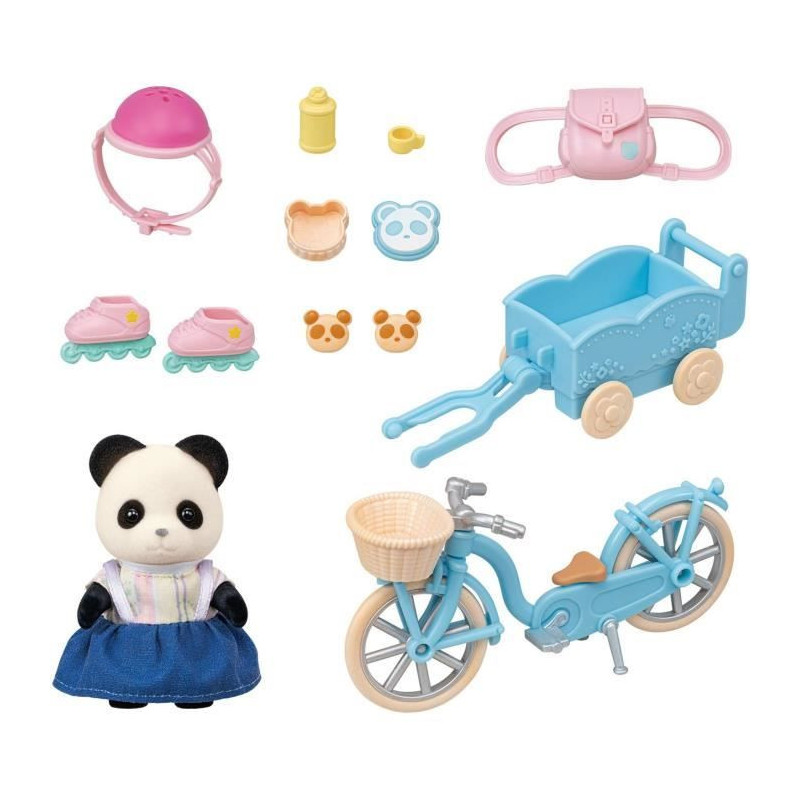 The girl Panda, her bike and her trailer - Sylvanian Families - 5652 -