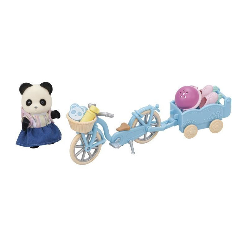 The girl Panda, her bike and her trailer - Sylvanian Families - 5652 -