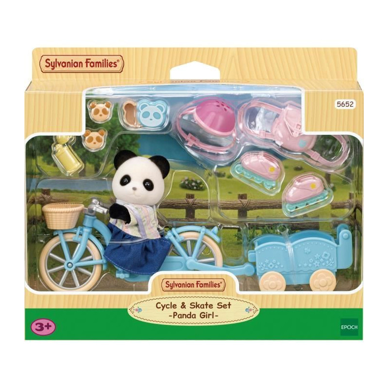 The girl Panda, her bike and her trailer - Sylvanian Families - 5652 -