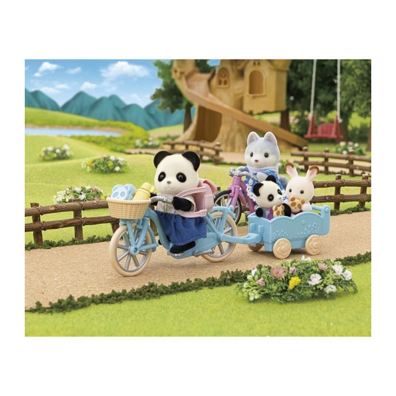 The girl Panda, her bike and her trailer - Sylvanian Families - 5652 -