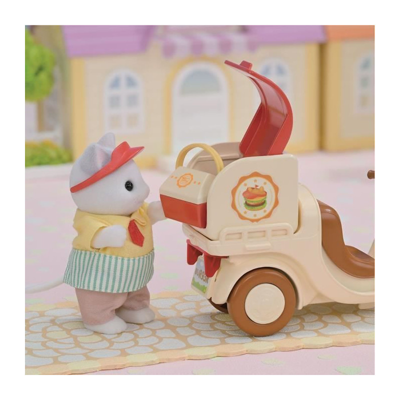 SYLVANIAN FAMILIES Food Playset - Hamburger Stand - Papa Cat Latte and