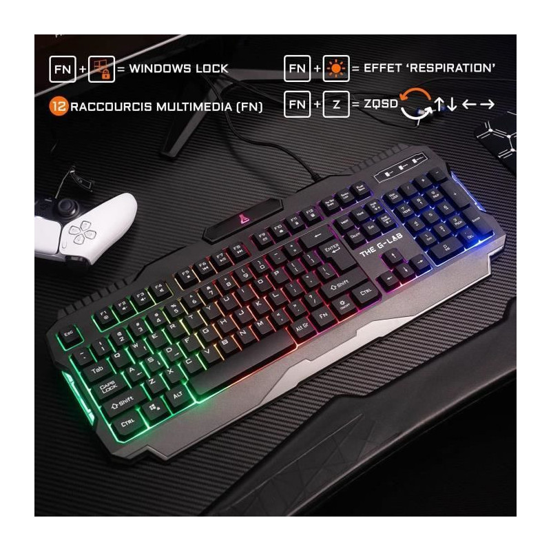 THE G-LAB COMBO HELIUM Keyboard FR Backlit Performance + Comfort Mouse