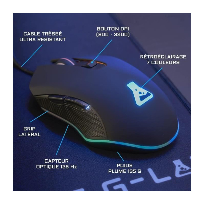 THE G-LAB COMBO HELIUM Keyboard FR Backlit Performance + Comfort Mouse