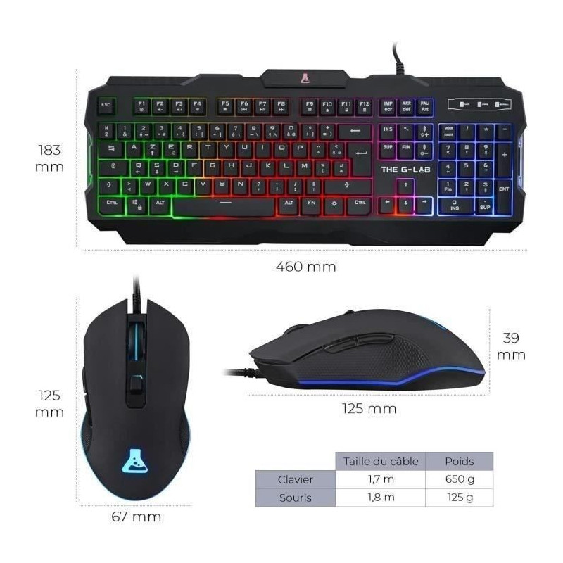 THE G-LAB COMBO HELIUM Keyboard FR Backlit Performance + Comfort Mouse
