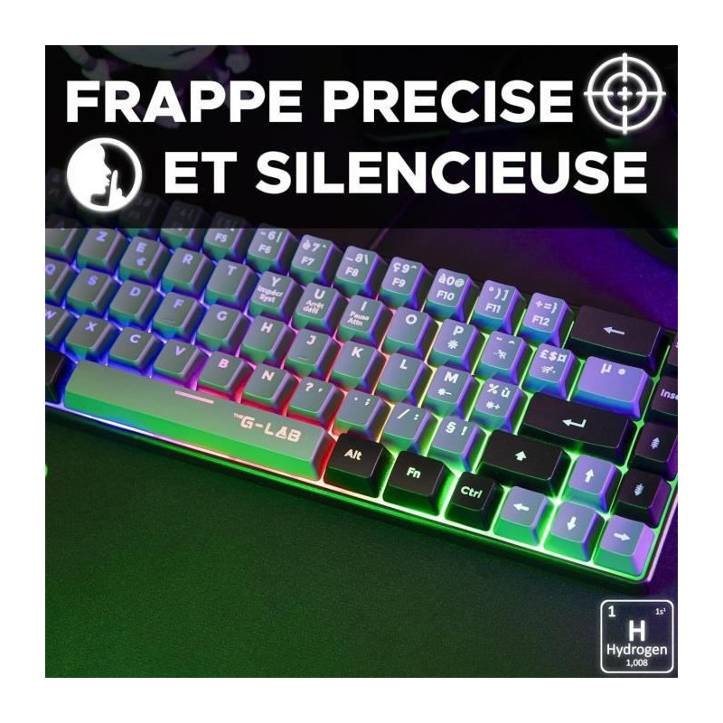 Gaming Keyboard - THE G-LAB - KEYZ-HYDRO-GRB/FR - 60% Membrane 2 color