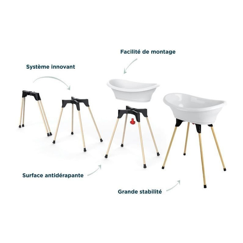 THERMOBABY TUB KIT VASCO White Lily of the valley: bathtub + feet + dr
