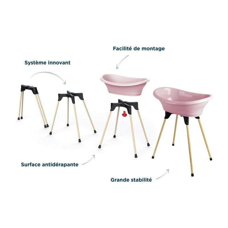 THERMOBABY TUB KIT VASCO Powder pink: bathtub + feet + drain hose
