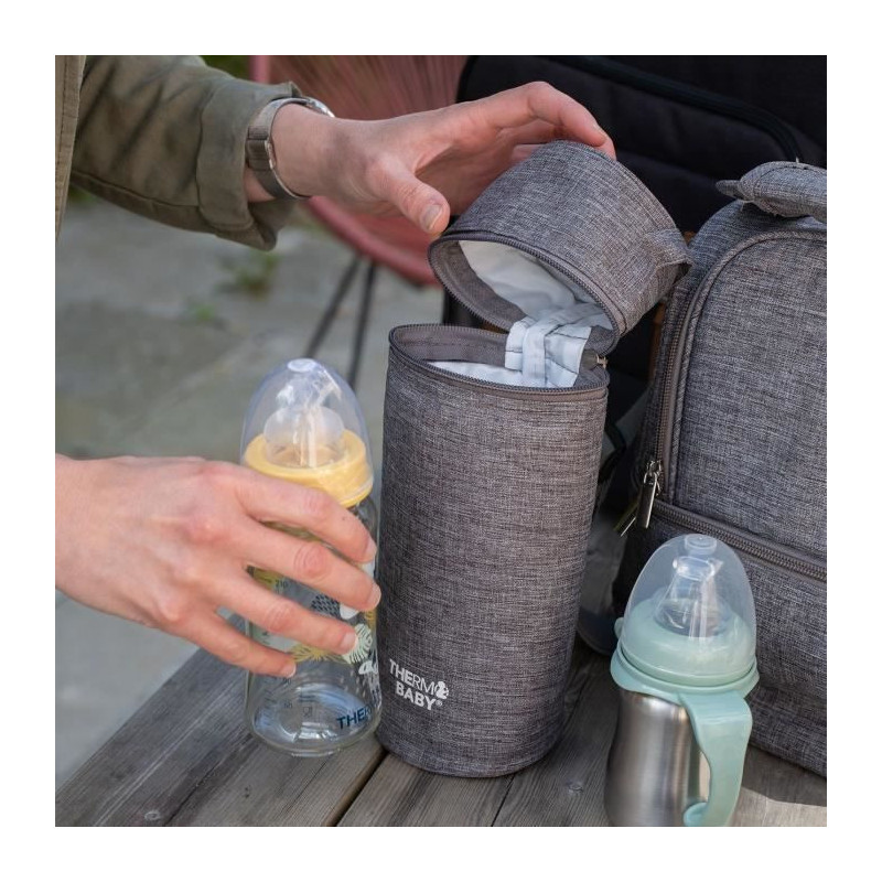 THERMOBABY baby bottle holder - insulated - heather gray