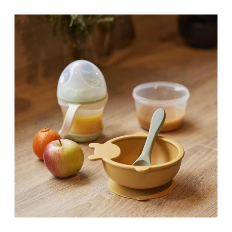 Suction Cup Bowl - THERMOBABY - Silicone - Honey Yellow, non-slip and